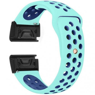 Curea ceas Smartwatch Garmin Fenix 7 / 6 / 5 Plus / 5, 22 mm iUni Silicon Sport Turquoise-Blue foto