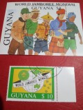 GUYANA 1989, WORLD JAMBOREE - COLIȚĂ ȘTAMPILATĂ