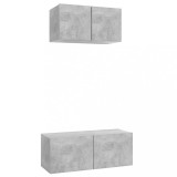 Cumpara ieftin Set de dulapuri TV, 2 piese, gri beton, lemn prelucrat
