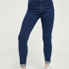 Tommy Jeans jeansi Sylvia femei, culoarea albastru marin