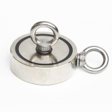 Magnet neodim oală D 94 mm cu două c&acirc;rlige inelare și două fețe x 300 kg - magnet fishing