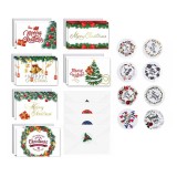 Set 12 felicitari de Craciun cu plicuri si stickere, 10 x 15 cm, hartie, multicolor
