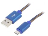 Cablu USB 2.0 A la Micro B Aurit 1m Albastru, Gembird
