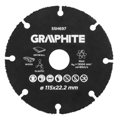 Disc debitat lemn, plastic, 115x22.2 mm, Graphite foto