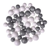 Globuri Decorative Crăciun, Spumă, Alb și Argintiu, Glitter, Set 12g, Oem