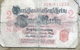 BNKSTR01DE Bancnotă Germania Imperială (WWI) - 2 Mark 1914, Darlehnskassenschein, varianta cu sigiliu rosu