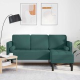 Cumpara ieftin Canapea formă L, 3 locuri, verde &icirc;nchis, 160 cm, textil
