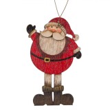 Ornament Brad de Crăciun, Model Moș Crăciun, Material Lemn, Dimensiuni 6x11 cm, Multicolor, Oem