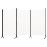 VidaXL Paravan de cameră cu 3 panouri, alb, 260 x 180 cm, textil
