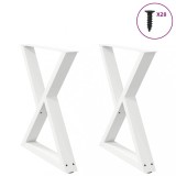 vidaXL Picioare masă de sufragerie, 2 buc., alb, 70x(72-73,3) cm, oțel 4012725