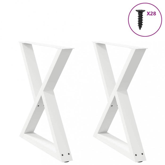 vidaXL Picioare masă de sufragerie, 2 buc., alb, 80x(72-73,3) cm, oțel 4012729
