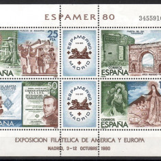 Spania 1980 - Expozitia Internationala Filatelica ESPAMER`80, Madrid, Colita,MNH