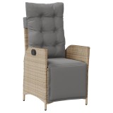 Scaun de gradina rabatabil cu suport picioare mix bej poliratan