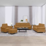 vidaXL Set de canapele cu perne, 4 piese, maro, catifea 3202187