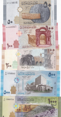 Siria Syria Set 50-100-200-500-1000 Pounds 2009-2013 UNC foto