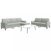 VidaXL Set de canapele cu perne, 3 piese, gri deschis, catifea