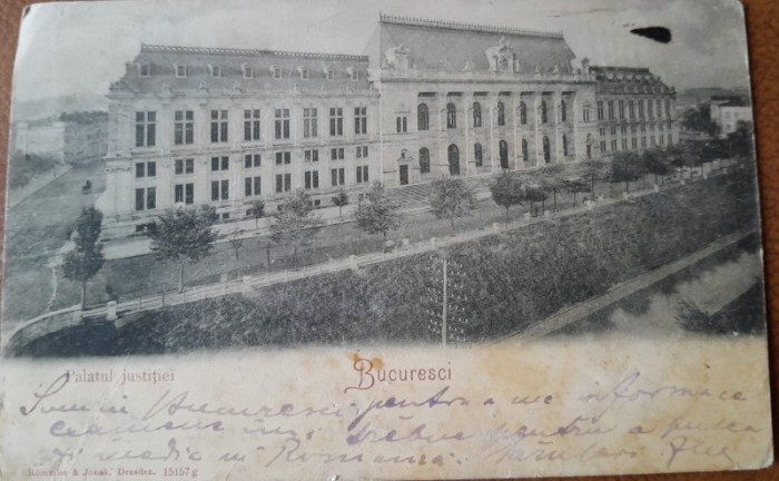 Carte postala, Bucuresti Palatul Justitiei, perioada interbelica