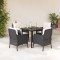 vidaXL Set mobilier de grădină cu perne, 5 piese, negru, poliratan 3211914