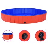 Piscină pentru c&acirc;ini pliabilă, roșu, 200 x 30 cm, PVC