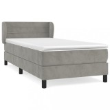 Cumpara ieftin Pat continental cu saltea, gri deschis, 80x200 cm, catifea