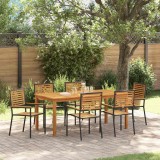 VidaXL Set de masă pentru grădină 7 pcs Negru Rattan poli
