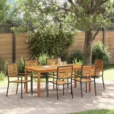 vidaXL Set de masă pentru grădină 7 pcs Negru Rattan poli 3365541