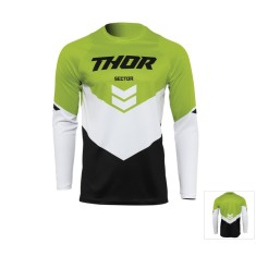 Tricou (bluza) cross-enduro copii Thor model Sector Chevron culoare: alb/galben verde &ndash; marime L