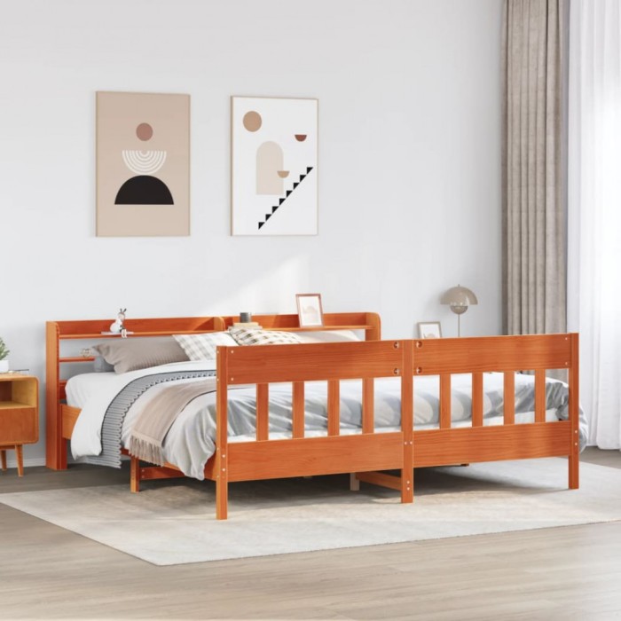 vidaXL Cadru de pat fără saltea, maro ceruit 200x200 cm lemn masiv pin 3306995