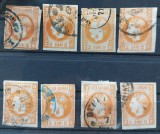 Romania 1868 - Lot de studiu,Carol cu Favoriti 2 bani