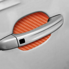 Set 4 bucati protectie zgarieturi manere usa din autocolant carbon 3D Orange FAVLine Selection