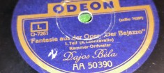 PLACA GRAMOFON / PATEFON. ODEON FANTASIE AUS DER OPER - DER BAJAZZO foto