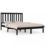 Cumpara ieftin Cadru de pat, negru, 140x190 cm, lemn masiv de pin