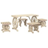 Set mobilier de gradina, 5 piese, lemn masiv de brad
