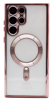 Husa Luxury tip MagSafe compatibila cu Samsung Galaxy S23 Plus, Full protection, Margini colorate, Rose gold foto