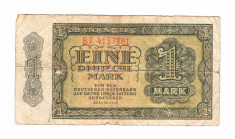 Bancnota Germania de Est (DDR), 1 mark/marca 1948, circulata, uzata, rara foto