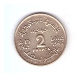 Moneda Maroc 2 francs/franci 1945, stare buna, curata