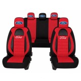 Set Huse Scaune Universale Racing, Visiniu cu Negru Personalizate cu Ford