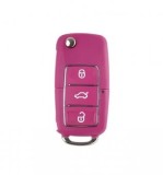 Set 2 bucati - Carcasa cheie Topautochei&amp;#174; compatibila cu Jetta Golf Passat Beetle Polo Bora Sharan, roz, 3 butoane
