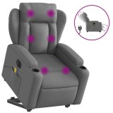 Cumpara ieftin Fotoliu electric masaj rabatabil cu ridicare, gri inchis textil