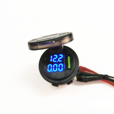 Mufa bord incarcator USB QC3.0 + voltmetru 12-24V DS2031 foto