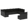 Set canapele de gradina, 12 piese, cu perne, negru, poliratan