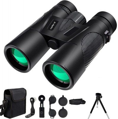 Pachet Binoclu D-Optics profesional 12x42 HD, lentila BAK-4 Prism FMC, cu trepied si accesorii montaj telefon, geanta transport, negru foto