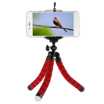 Suport Mini Trepied Flexibil Multifunctional pentru Telefon sau Camera Video, Rosu foto