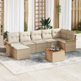 vidaXL Set de canapele pentru grădină cu pernă 8 pcs Bej și crem