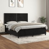 Pat box spring cu saltea, negru, 160x200 cm, catifea GartenMobel Dekor, vidaXL