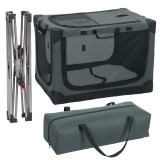 PawHut Cușcă de Transport Pliabilă pentru C&acirc;ini și Pisici cu Pernă, Husă Lavabilă, Uși, din Oxford Respirabil 600D, 76x54x54 cm, Verde | Aosom Romania