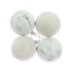 Globuri de Craciun, albe + verde deschis, 31192005, 7 cm, spuma, rotunde, set 4 bucati