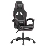 Cumpara ieftin Scaun de gaming pivotant/suport picioare negru/gri piele eco