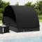 Gossi sezlong 2 pers. acoperis rotund negru 211x112x140 cm poliratan