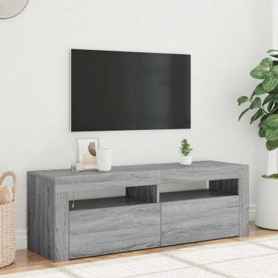 vidaXL Comodă TV cu lumini LED, gri sonoma, 120x35x40 cm foto